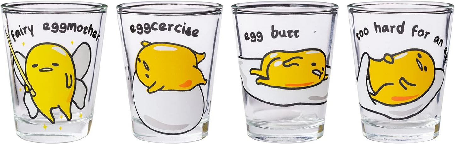 GUDETAMA EGG STYLES 4PC MINI GLASS SET