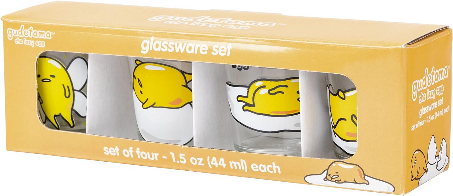 GUDETAMA EGG STYLES 4PC MINI GLASS SET