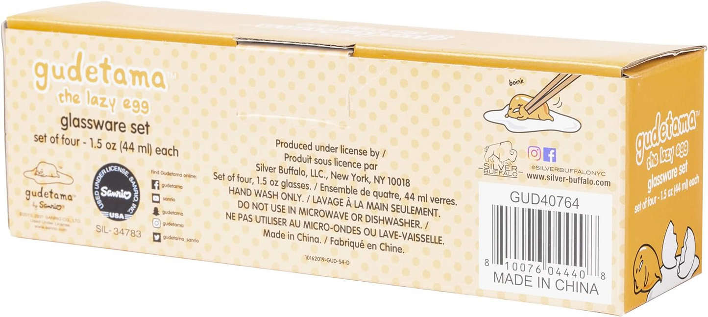 GUDETAMA EGG STYLES 4PC MINI GLASS SET