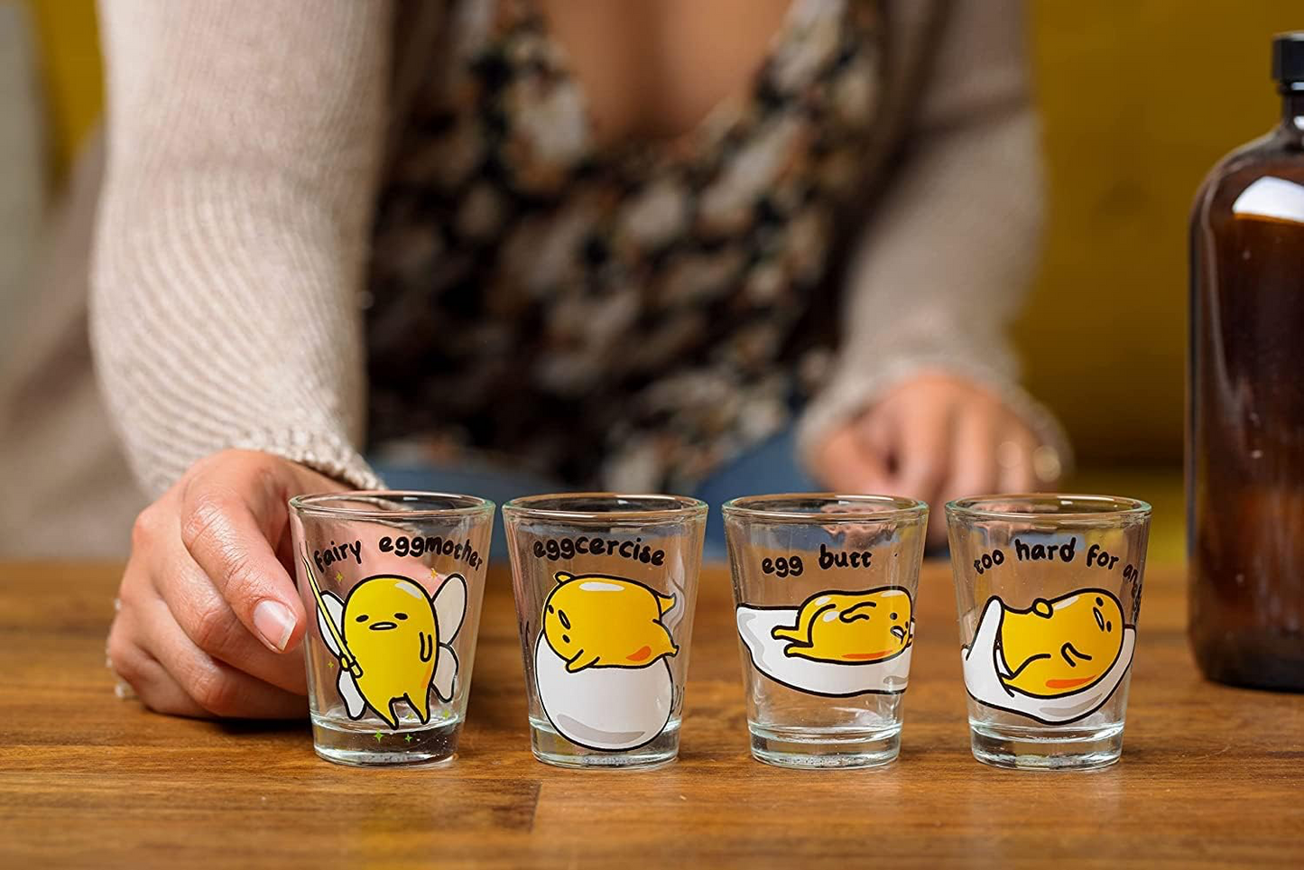 GUDETAMA EGG STYLES 4PC MINI GLASS SET