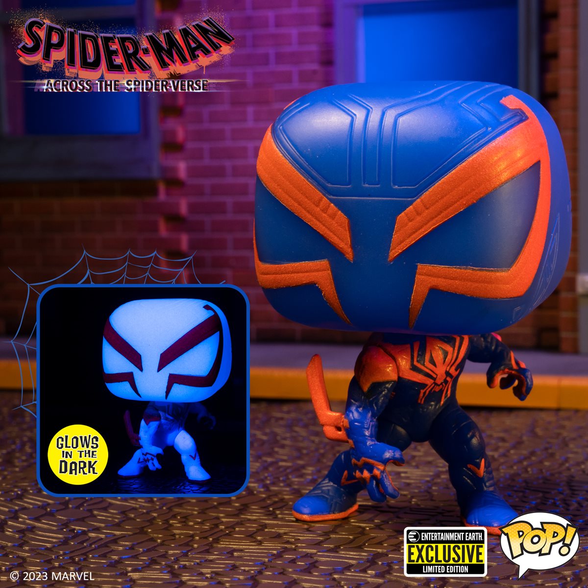 SPIDER-MAN ACROSS THE SPIDER-VERSE SPIDER-MAN 2099 GLOW-IN-THE-DARK POP!VINYL FIGURE #1267 - ENTERTAINMENT EARTH EXCL.