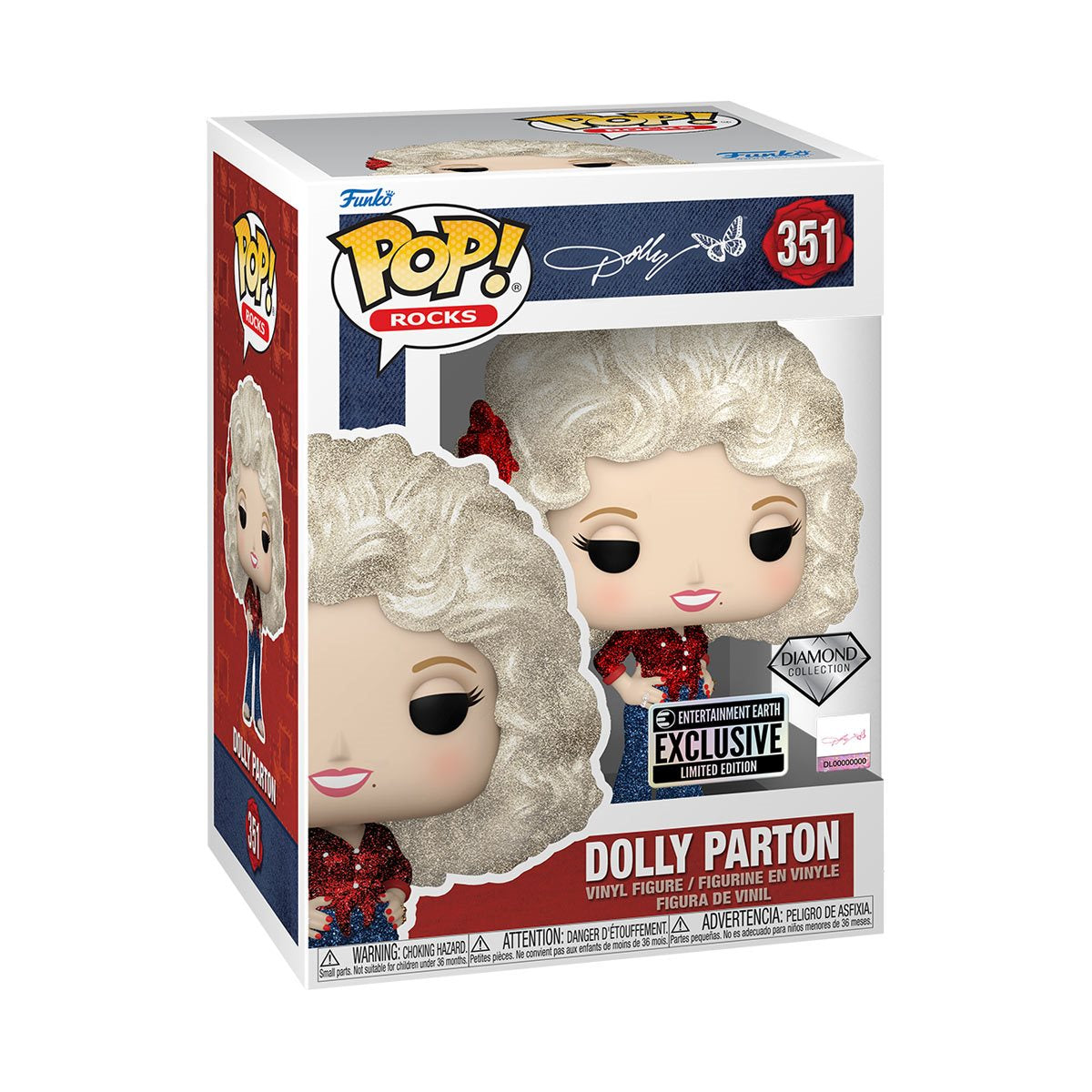 DOLLY PARTON '77 TOUR DIAMOND GLITTER FUNKO POP! VINYL FIGURE #351 - ENTERTAINMENT EARTH EXCLUSIVE