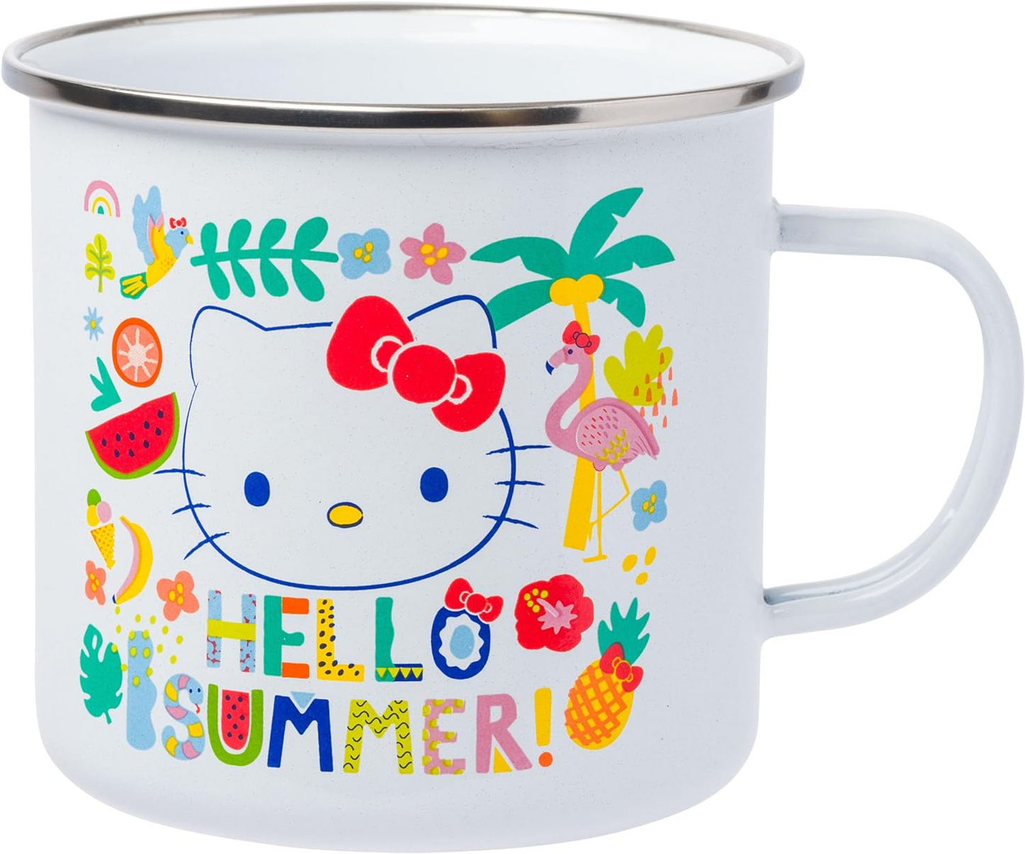 HELLO KITTY SUMMER TROPICAL 21OZ ENAMEL CAMPER MUG