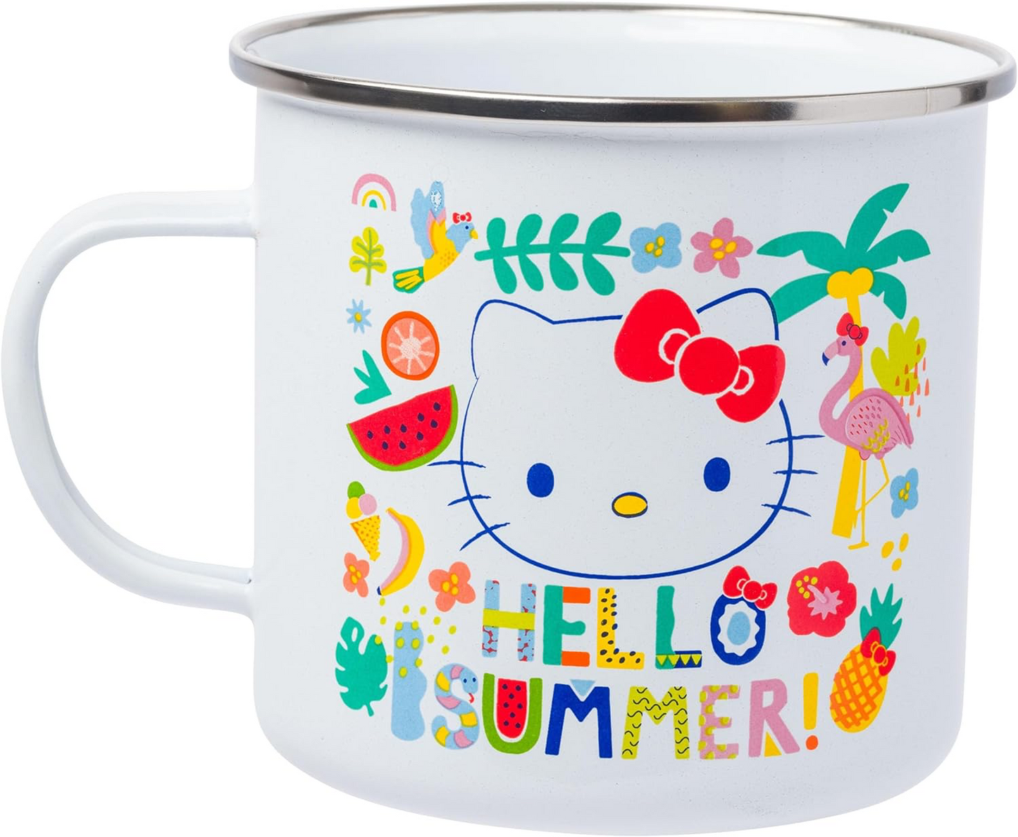 HELLO KITTY SUMMER TROPICAL 21OZ ENAMEL CAMPER MUG