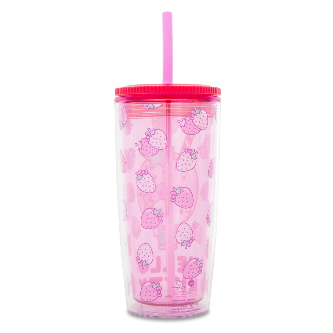 HELLO KITTY STRAWBERRY 20OZ SPILL RESISTANT PLASTIC TUMBLER