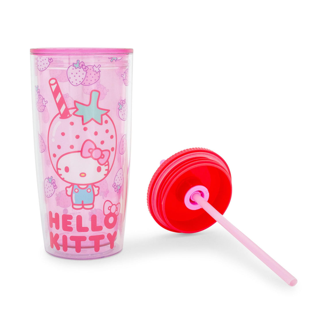 HELLO KITTY STRAWBERRY 20OZ SPILL RESISTANT PLASTIC TUMBLER