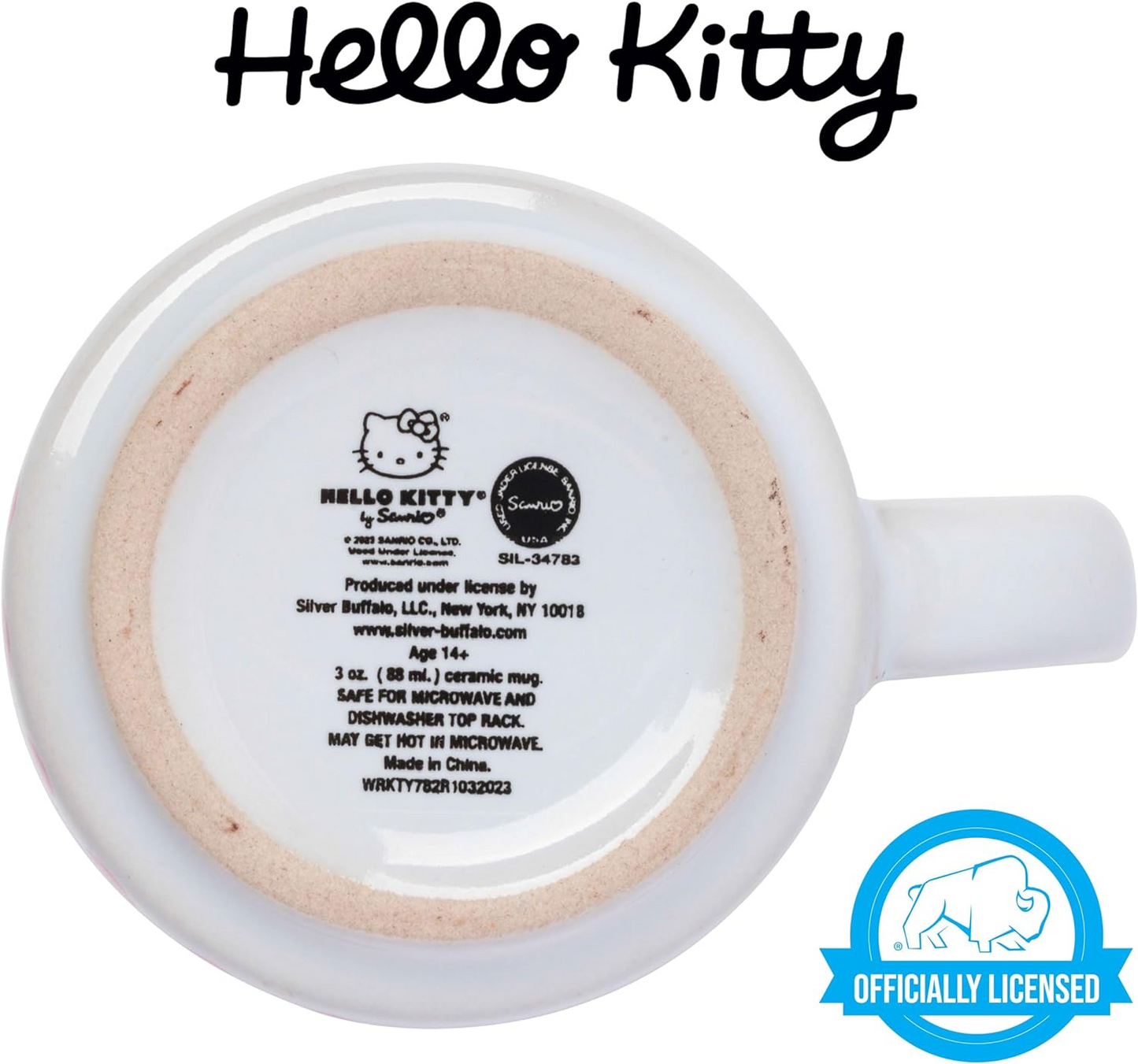 HELLO KITTY POLKA DOTS 4PC 3OZ STACKABLE CERAMIC MUG