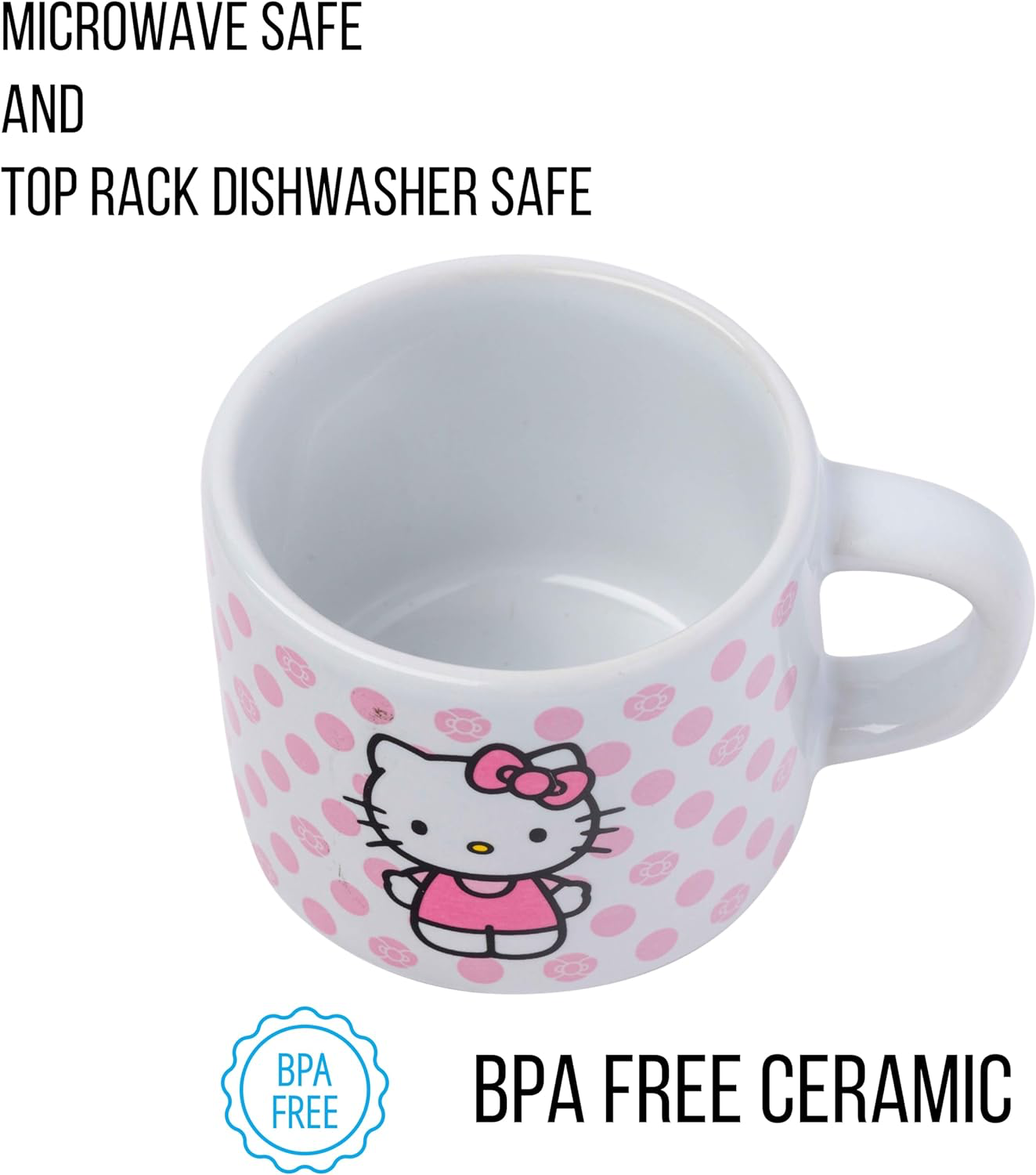 HELLO KITTY POLKA DOTS 4PC 3OZ STACKABLE CERAMIC MUG