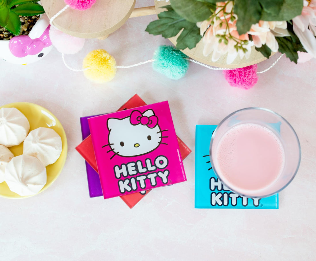 HELLO KITTY GLASS COASTER SET - 4 PCS