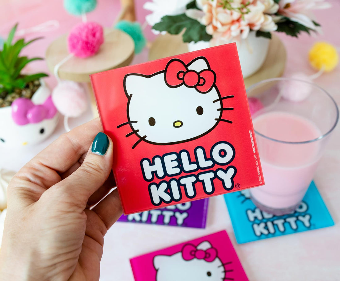 HELLO KITTY GLASS COASTER SET - 4 PCS