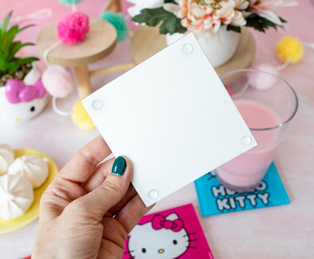 HELLO KITTY GLASS COASTER SET - 4 PCS
