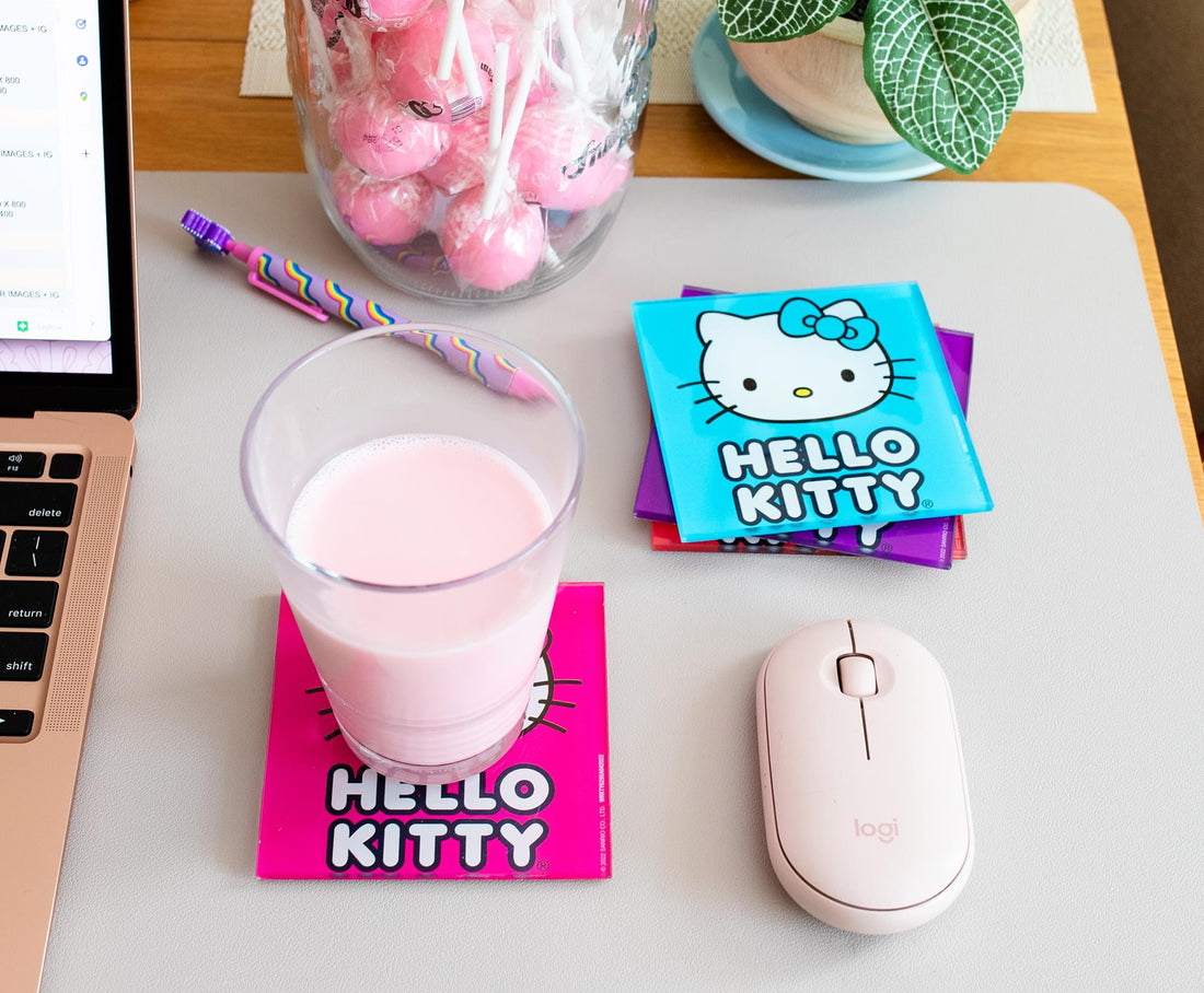 HELLO KITTY GLASS COASTER SET - 4 PCS