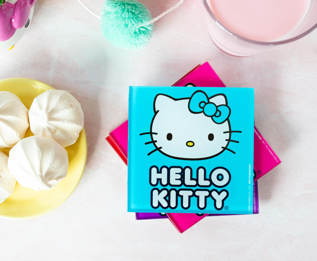 HELLO KITTY GLASS COASTER SET - 4 PCS