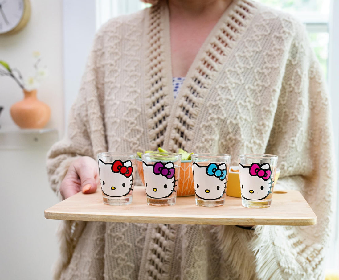HELLO KITTY FACES AND BOWS 4PC. 1.5OZ. MINI GLASS SET