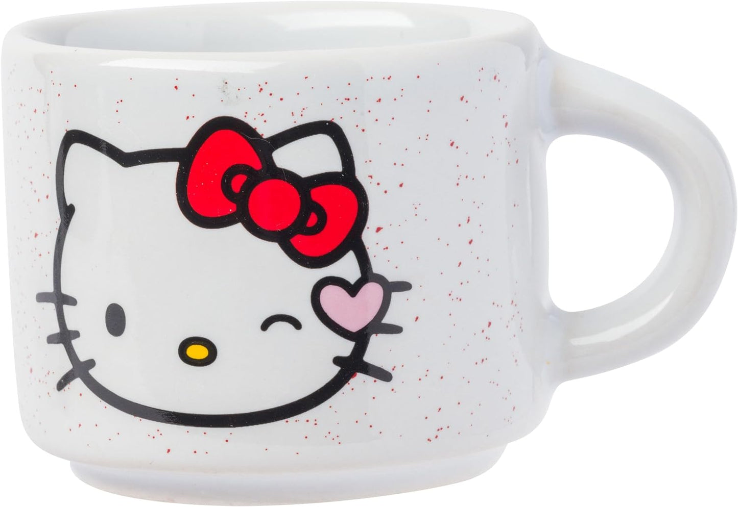 HELLO KITTY BOWS 3OZ STACKABLE CERAMIC ESPRESSO MUG 4PC SET WITH STORAGE RACK