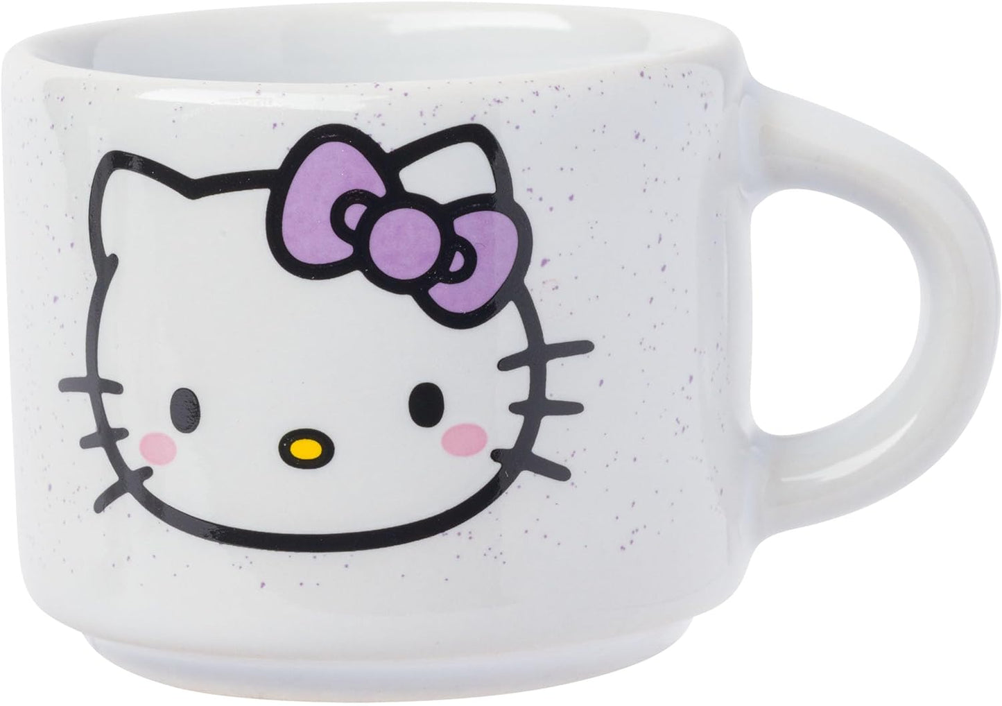 HELLO KITTY BOWS 3OZ STACKABLE CERAMIC ESPRESSO MUG 4PC SET WITH STORAGE RACK