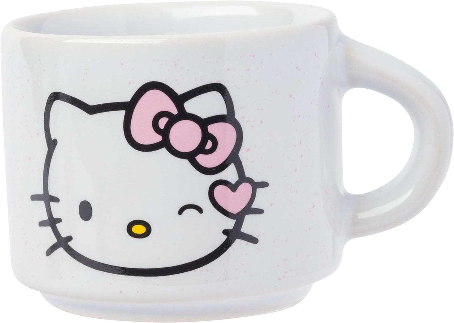 HELLO KITTY BOWS 3OZ STACKABLE CERAMIC ESPRESSO MUG 4PC SET WITH STORAGE RACK