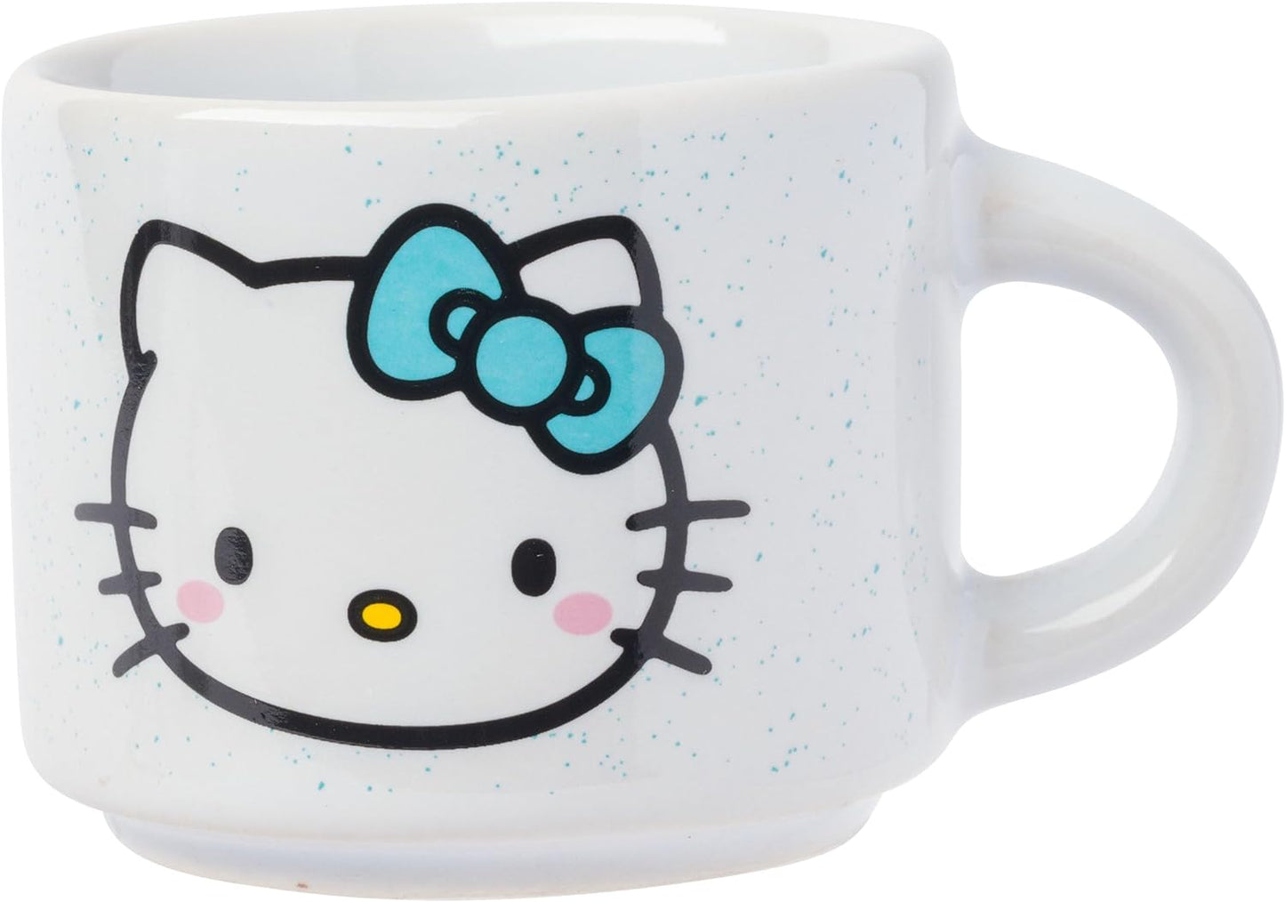 HELLO KITTY BOWS 3OZ STACKABLE CERAMIC ESPRESSO MUG 4PC SET WITH STORAGE RACK
