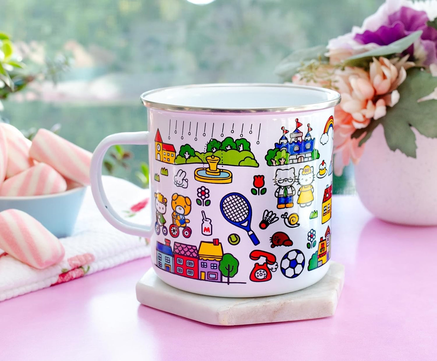 HELLO KITTY DESTINATION TOWN 21OZ ENAMEL CAMPER MUG