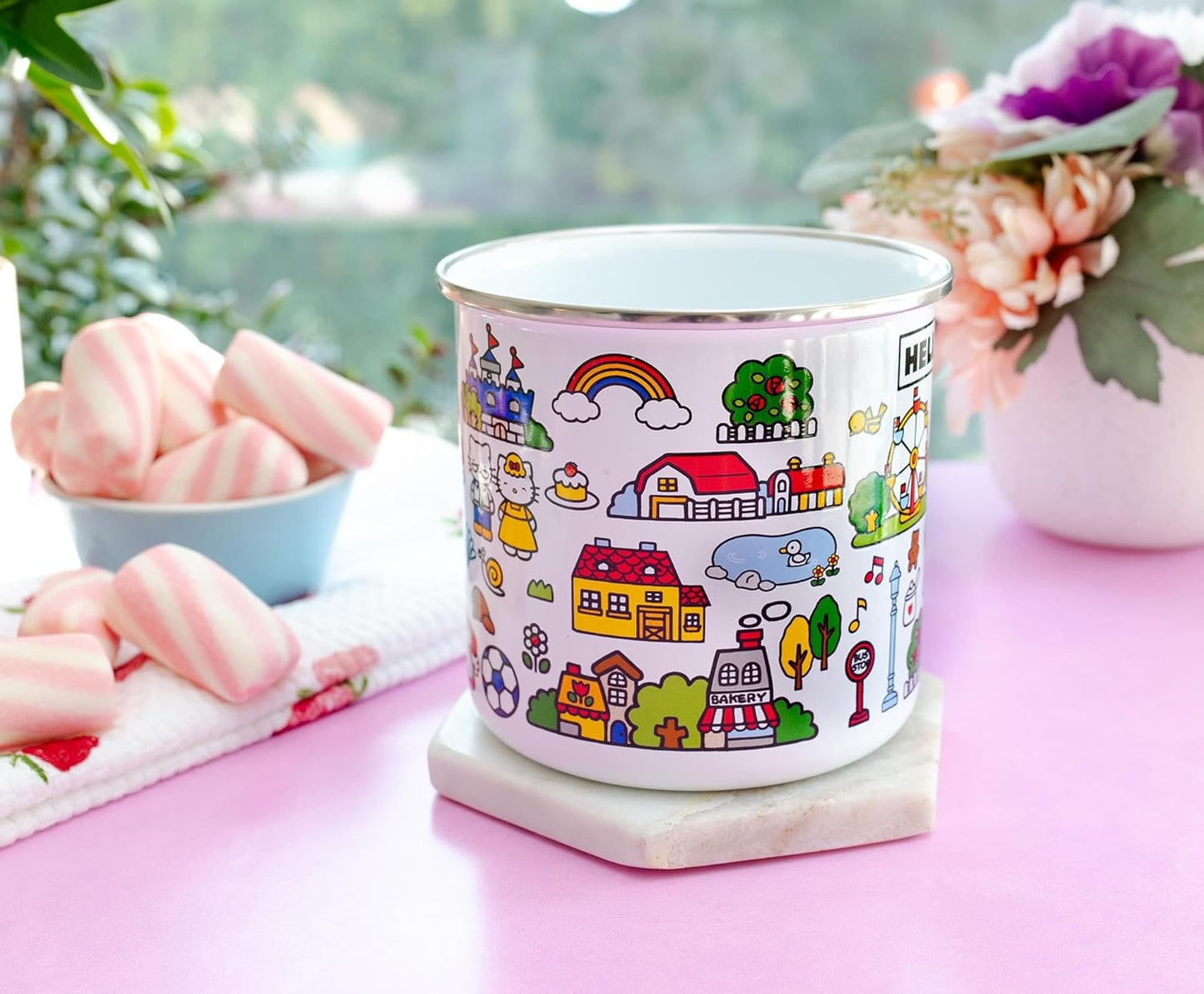 HELLO KITTY DESTINATION TOWN 21OZ ENAMEL CAMPER MUG
