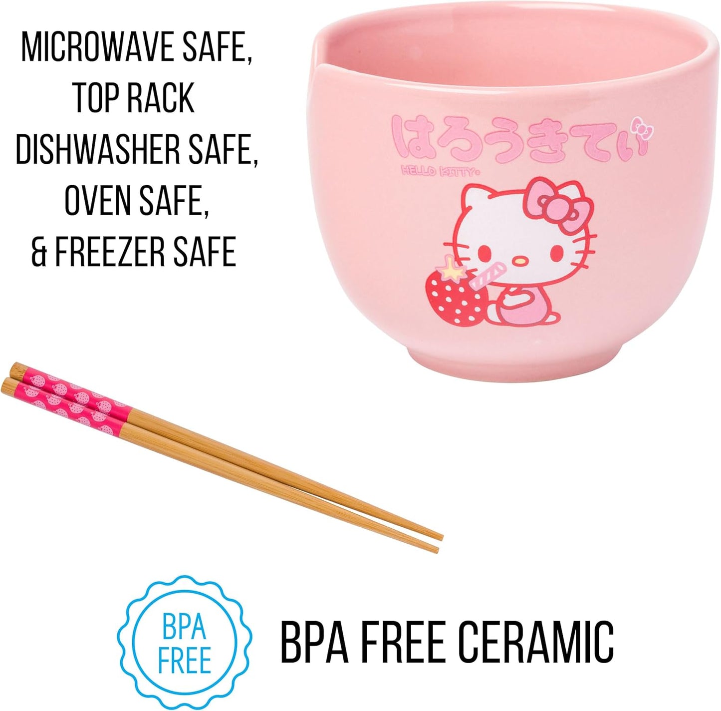 HELLO KITTY RAMEN BOWL WITH CHOPSTICKS