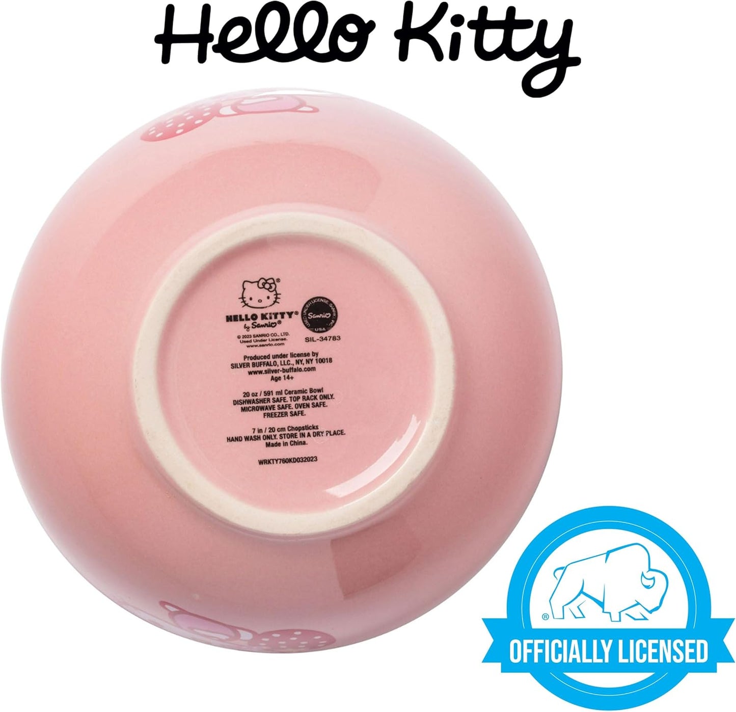 HELLO KITTY RAMEN BOWL WITH CHOPSTICKS