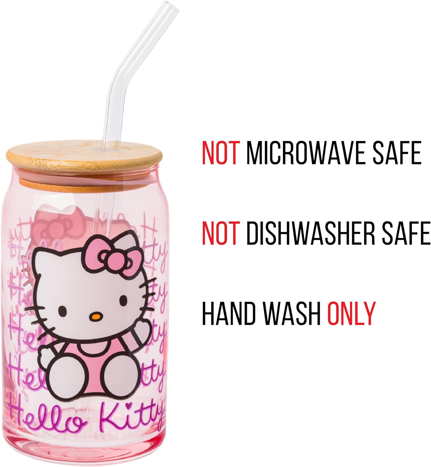 HELLO KITTY GRADIENT 16OZ GLASS TUMBLER W/ BAMBOO LID