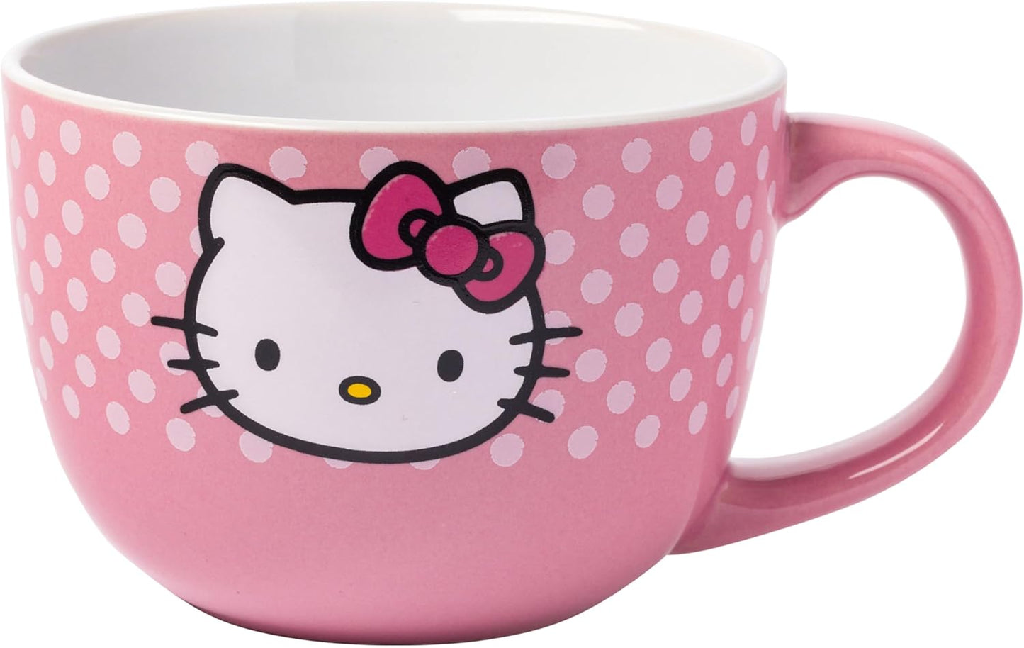 HELLO KITTY FACE AND DOTS 24OZ CERAMIC SOUP MUG