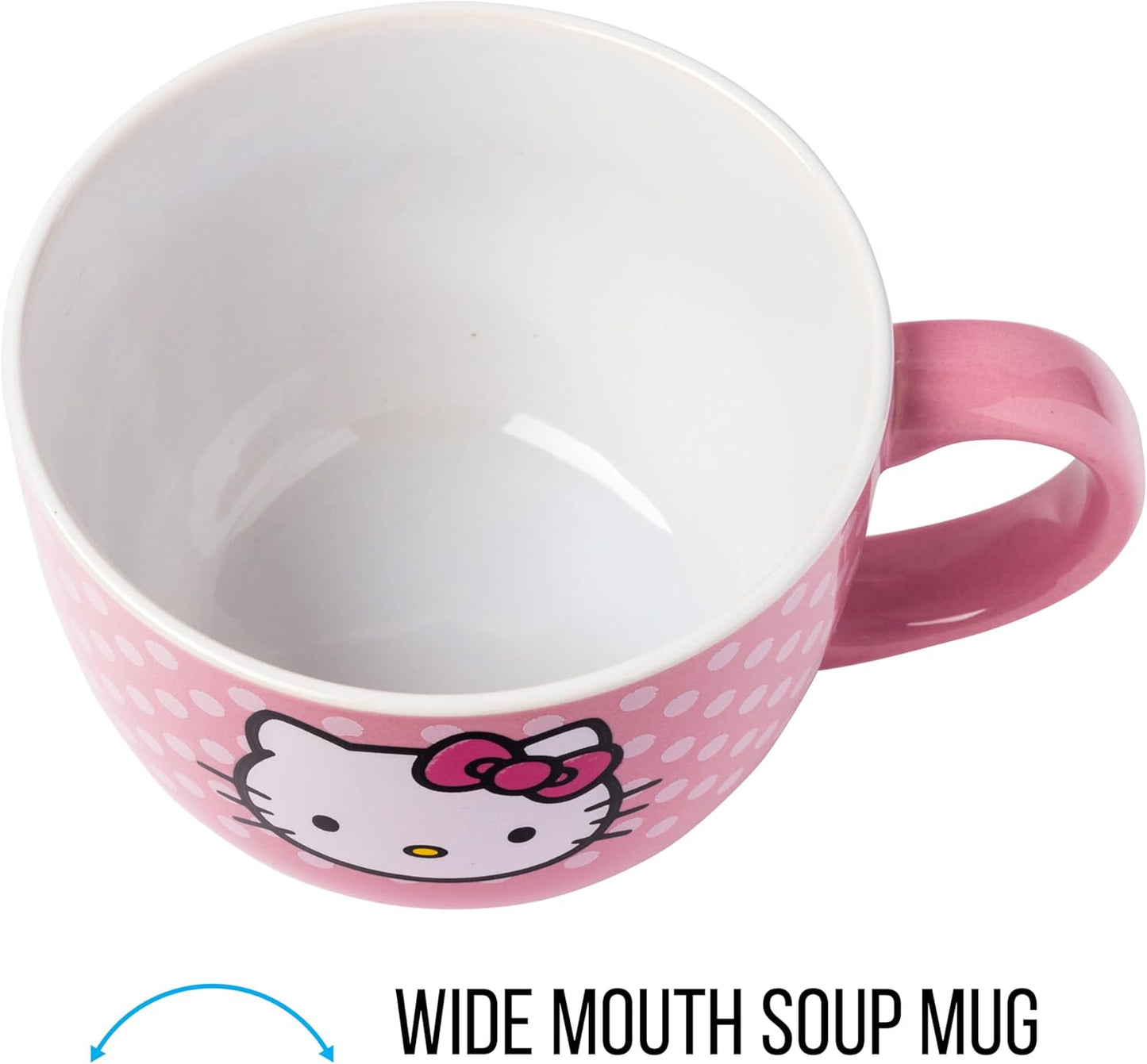 HELLO KITTY FACE AND DOTS 24OZ CERAMIC SOUP MUG