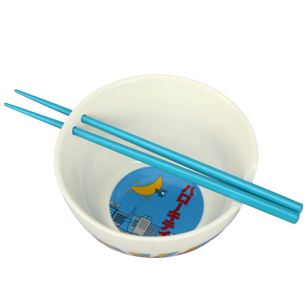 HELLO KITTY KAIJU CERAMIC RAMEN BOWL WITH CHOPSTICKS