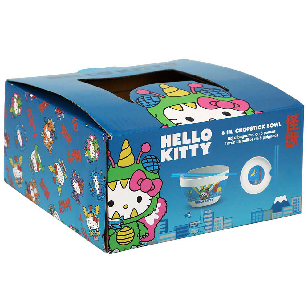 HELLO KITTY KAIJU CERAMIC RAMEN BOWL WITH CHOPSTICKS
