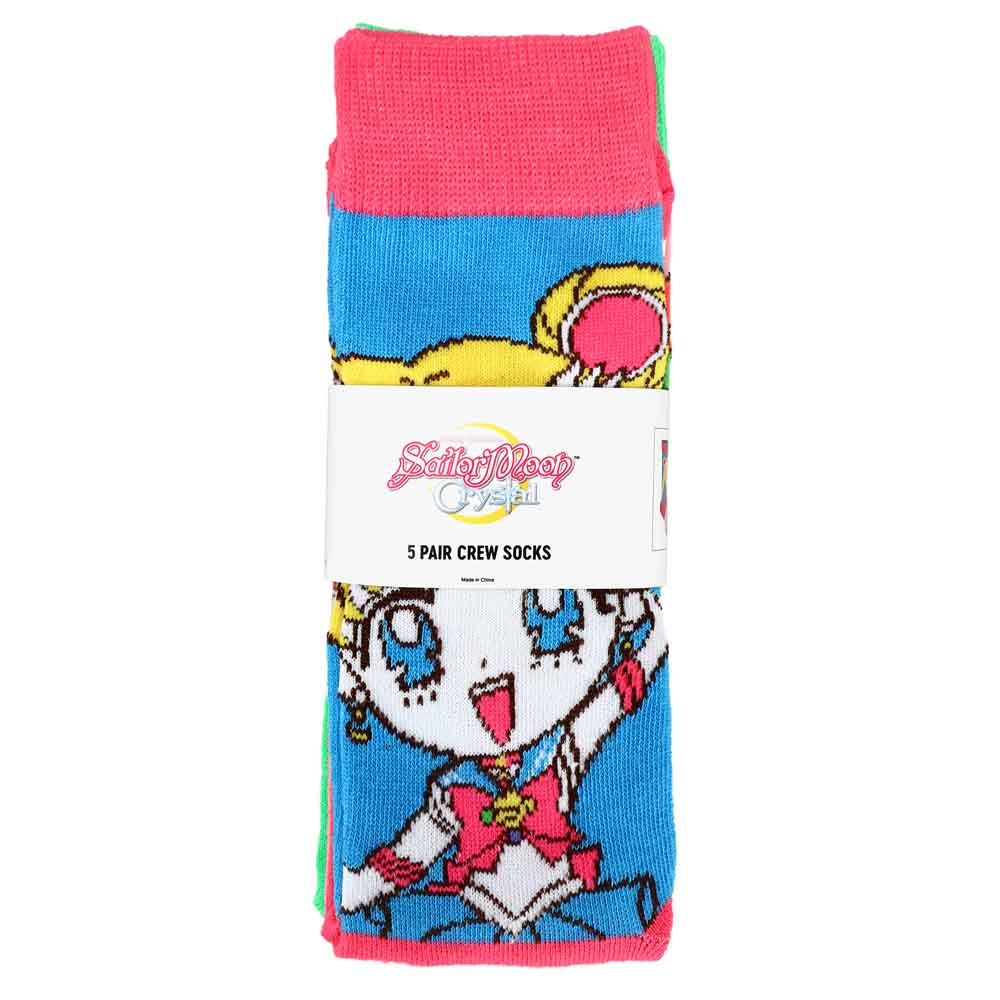 SAILOR MOON STRIPED 5 PAIR CREW SOCKS