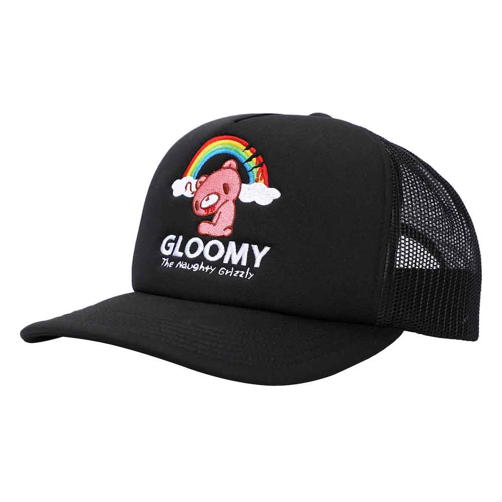 GLOOMY BEAR EMBROIDERED RAINBOW TRUCKER HAT