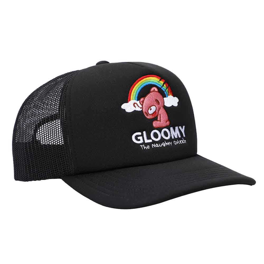 GLOOMY BEAR EMBROIDERED RAINBOW TRUCKER HAT