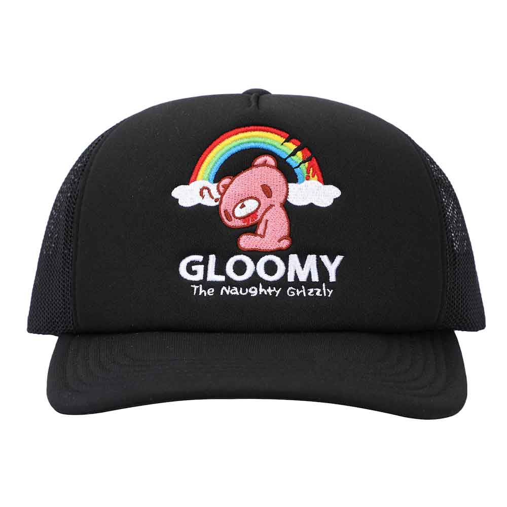 GLOOMY BEAR EMBROIDERED RAINBOW TRUCKER HAT