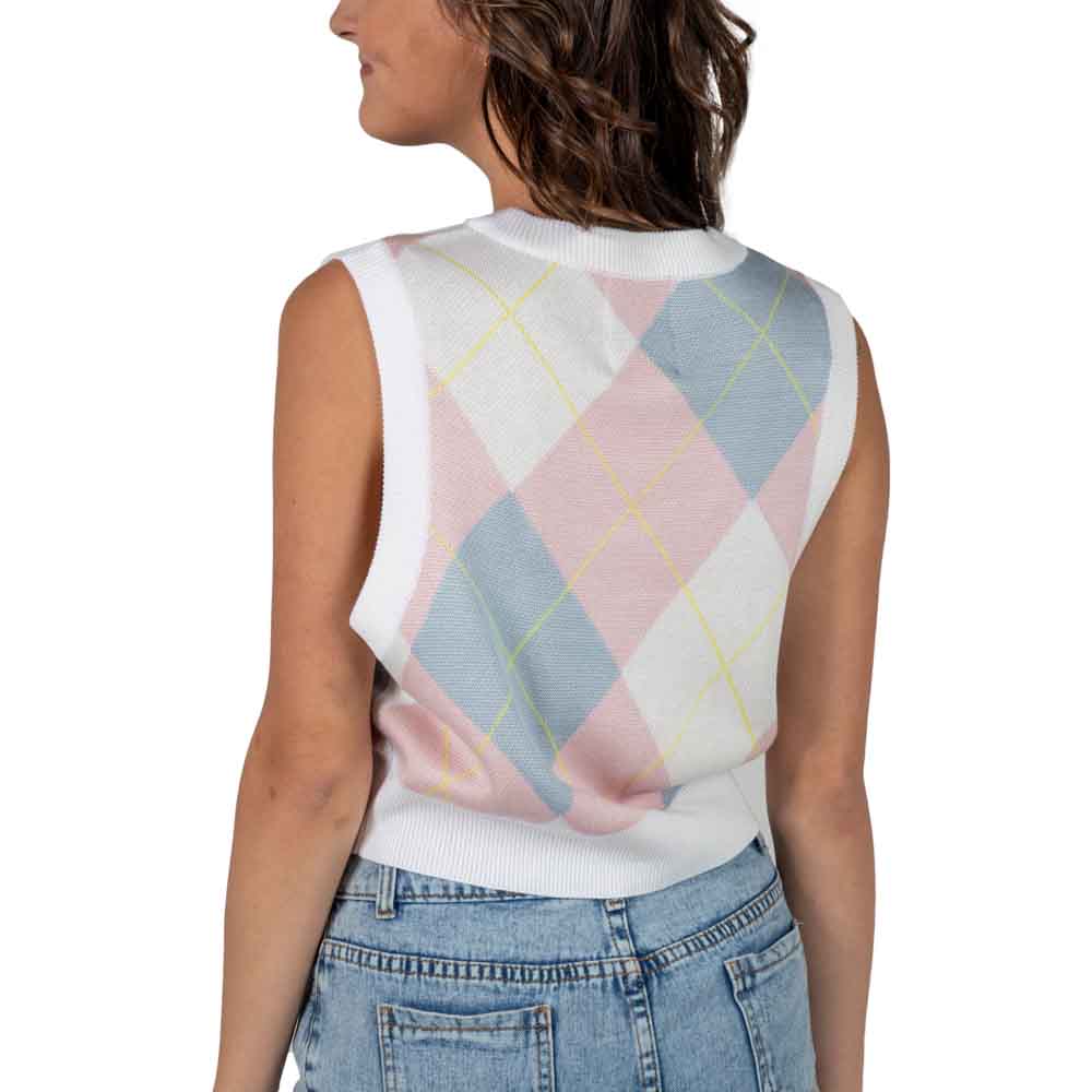 HELLO KITTY PREPPY PASTEL JUNIORS CROPPED SWEATER VEST
