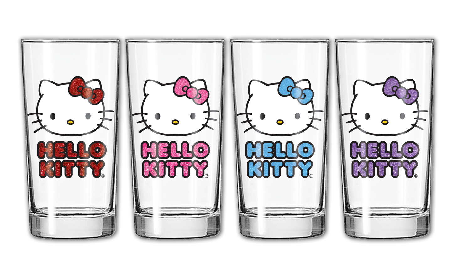 HELLO KITTY 10OZ GLITTER GLASS SET