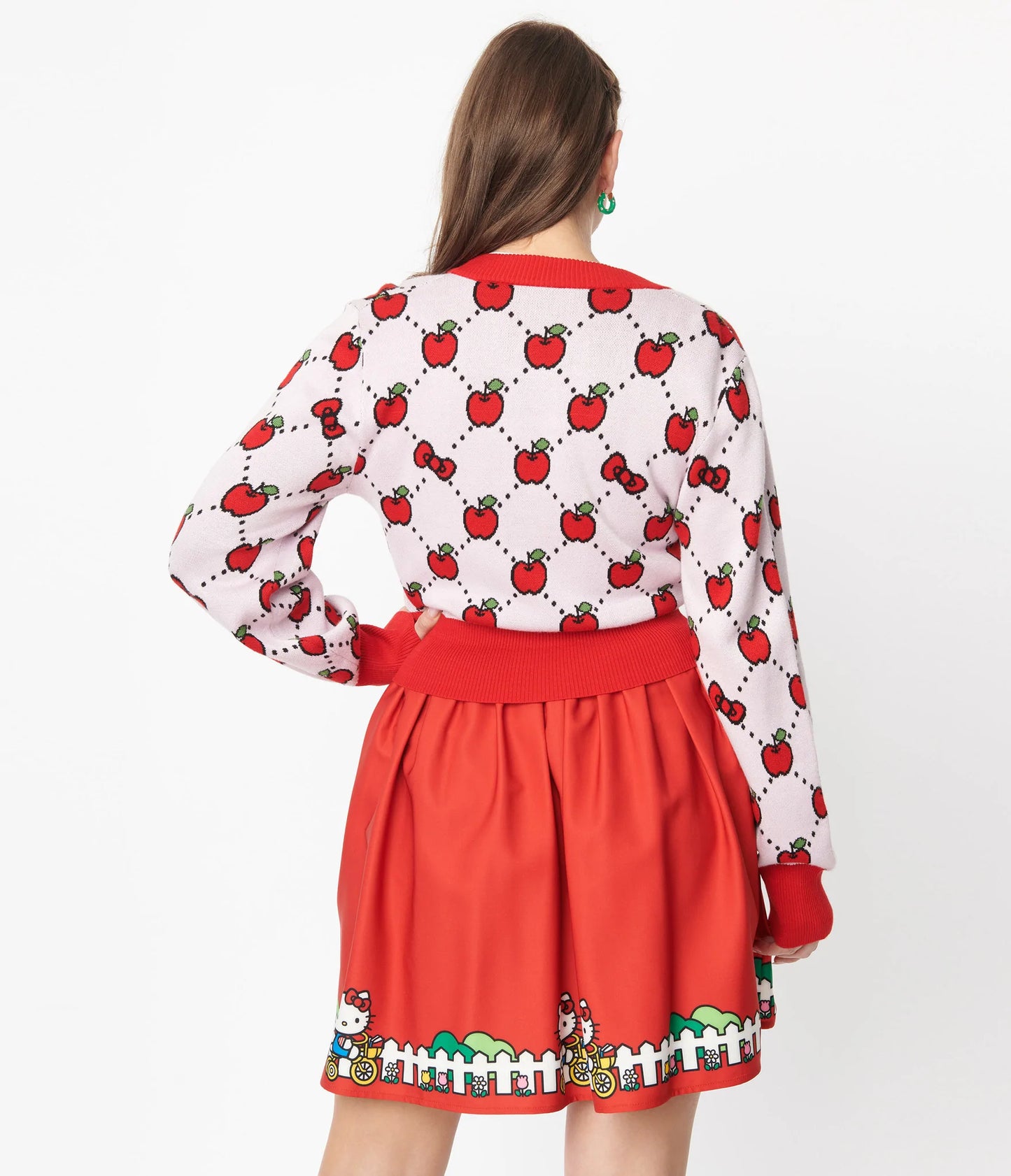 HELLO KITTY X SMAK PARLOUR SIZE RED BICYCLE BORDER PRINT MINI SKIRT