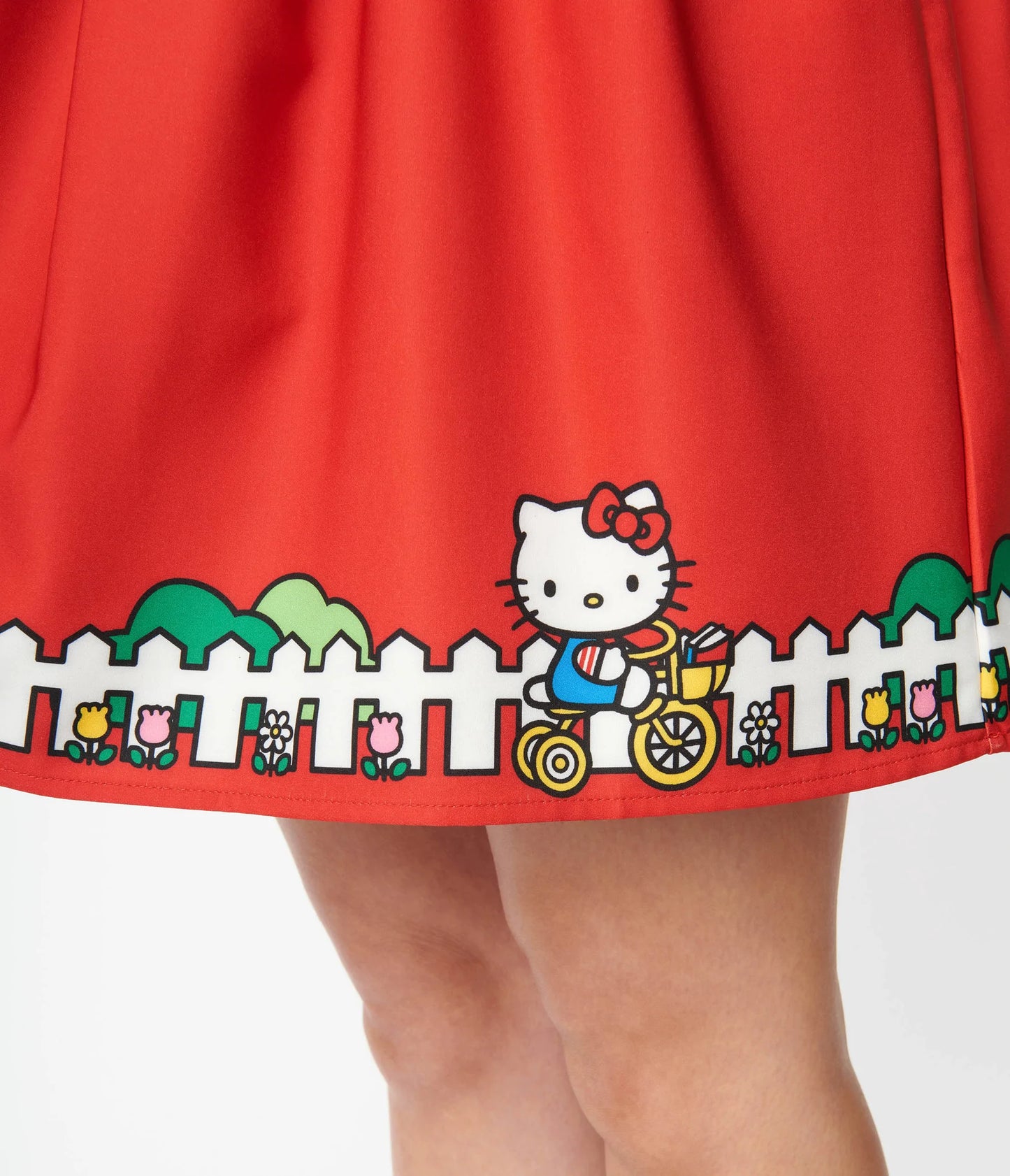 HELLO KITTY X SMAK PARLOUR SIZE RED BICYCLE BORDER PRINT MINI SKIRT