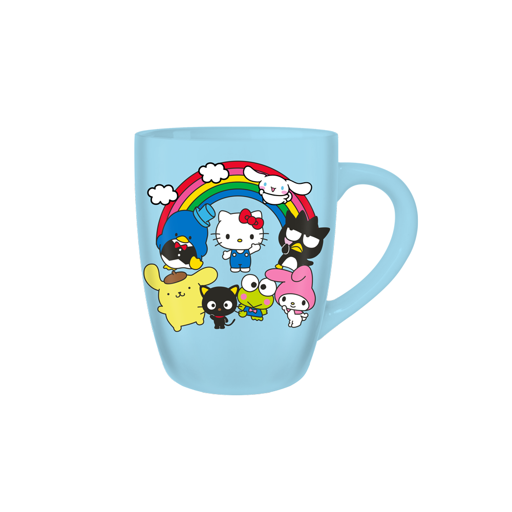 SANRIO GROUP SHOT RAINBOW 25OZ JUMBO CURVED CERAMIC MUG