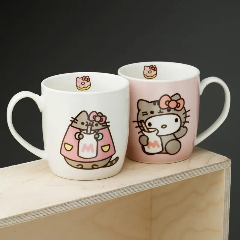 HELLO KITTY & PUSHEEN SET OF 2 PORCELAIN MUGS