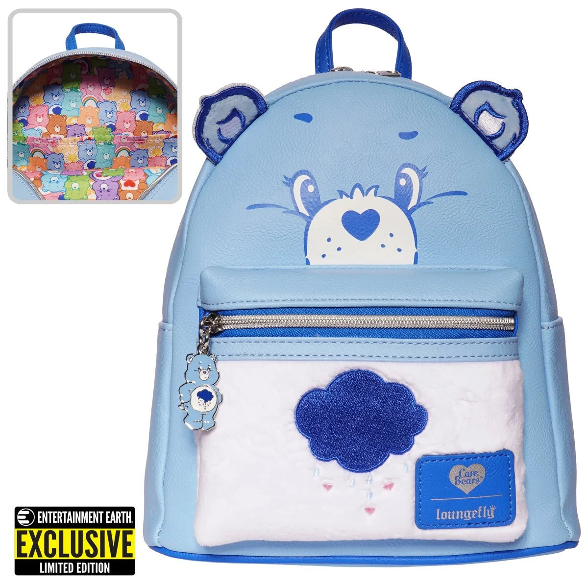 CARE BEARS GRUMPY BEAR FLOCKED MINI-BACKPACK - ENTERTAINMENT EARTH EXCLUSIVE