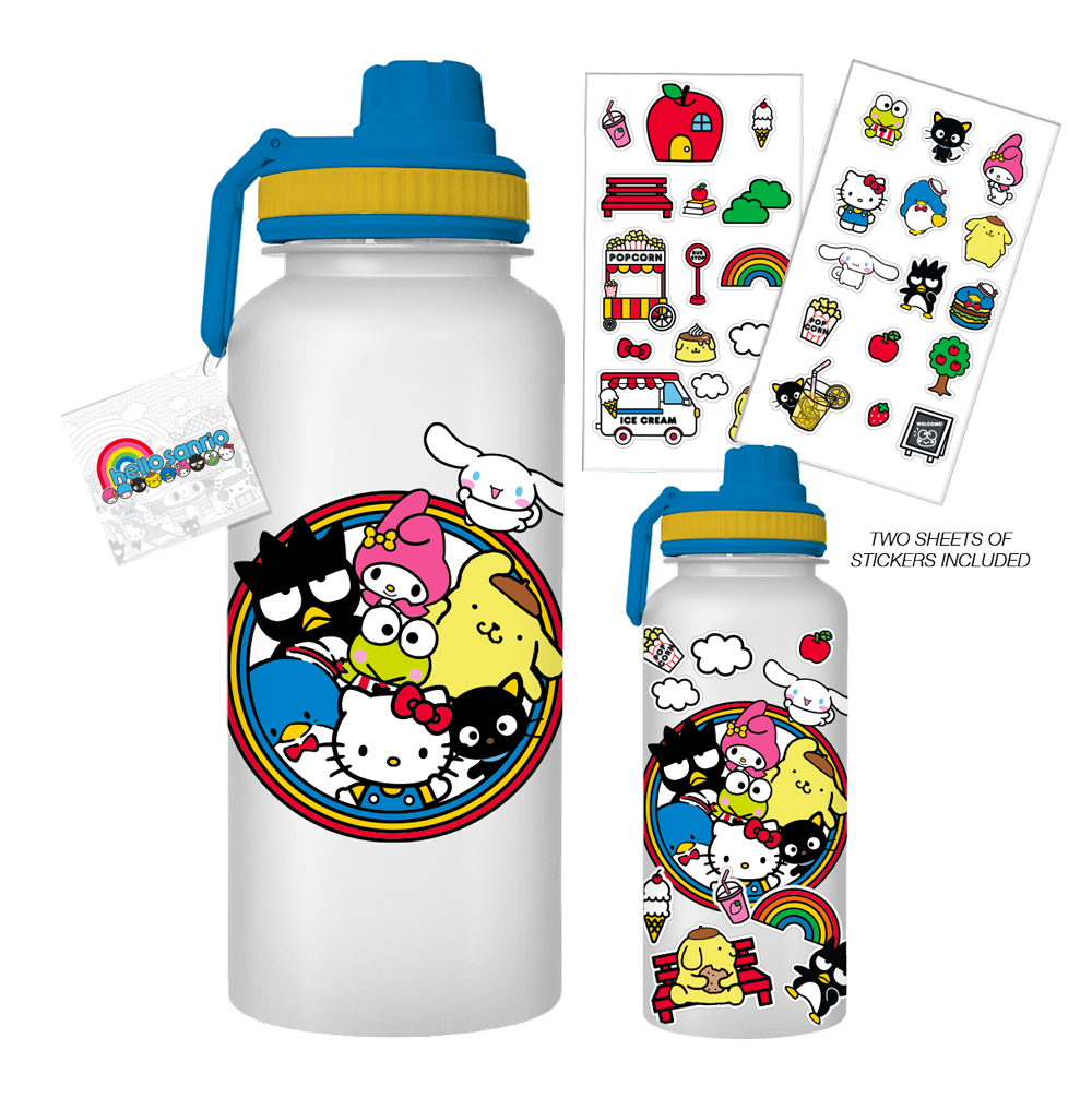 SANRIO TWIST SPOUT PLASTIC BOTTLE W/ STICKER SET