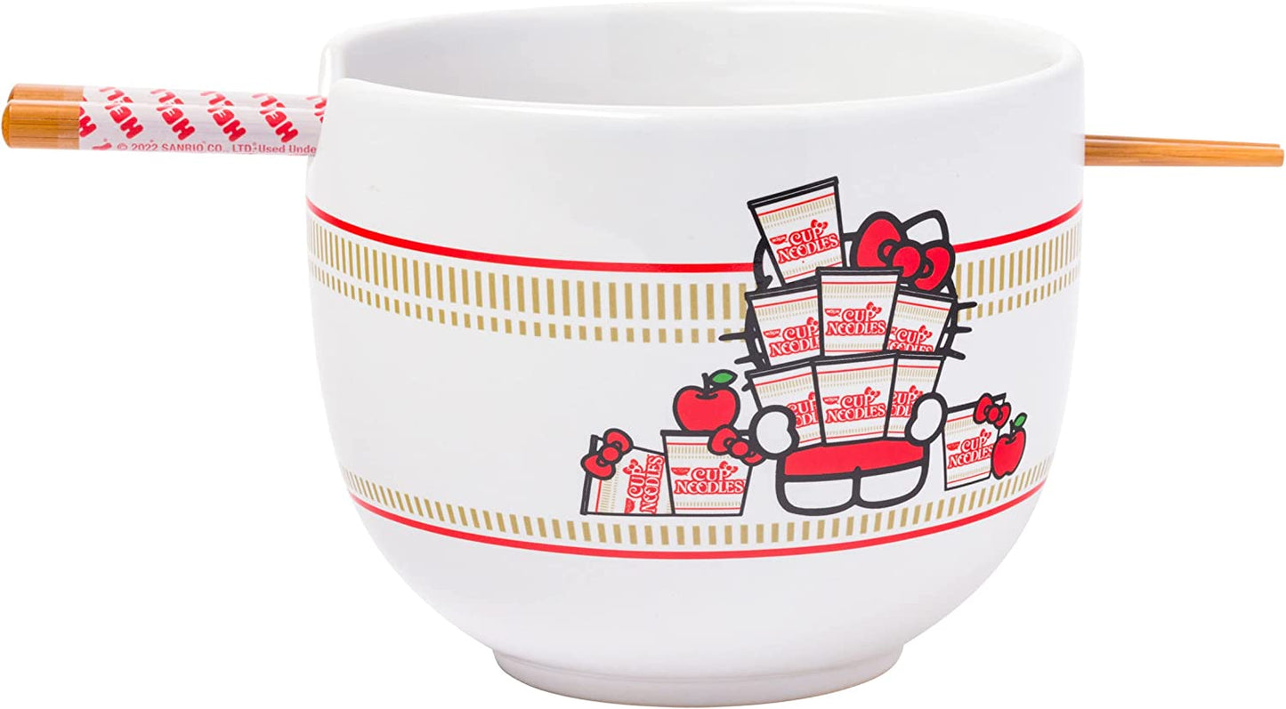 HELLO KITTY X TOP RAMEN NOODLE BOWL WITH CHOPSTICKS