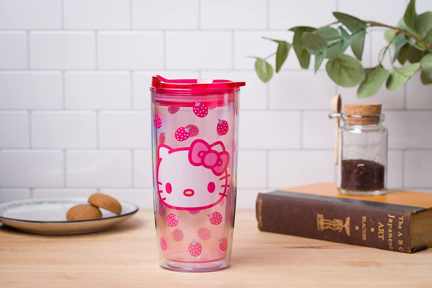 HELLO KITTY STRAWBERRY FACE 20OZ DOUBLE WALL TRAVEL TUMBLER