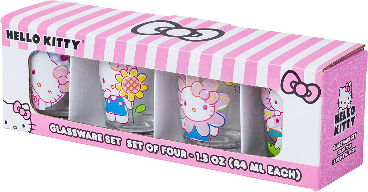 HELLO KITTY GARDEN 4PC. 1.5OZ. MINI GLASS SET