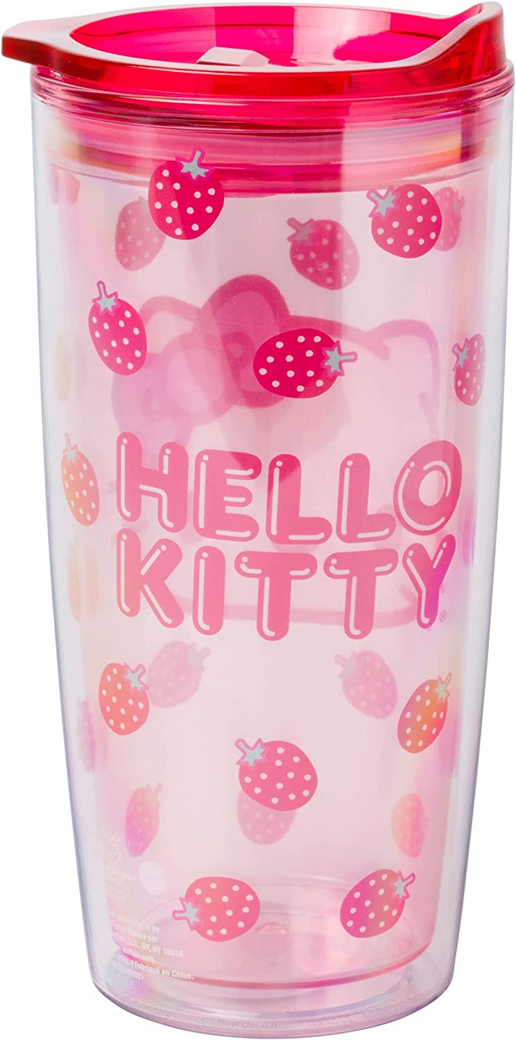 HELLO KITTY STRAWBERRY FACE 20OZ DOUBLE WALL TRAVEL TUMBLER
