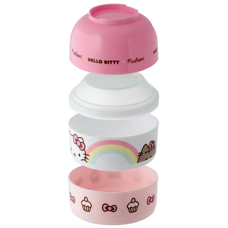 HELLO KITTY & PUSHEEN THE CAT STACKED ROUND BENTO LUNCH BOX