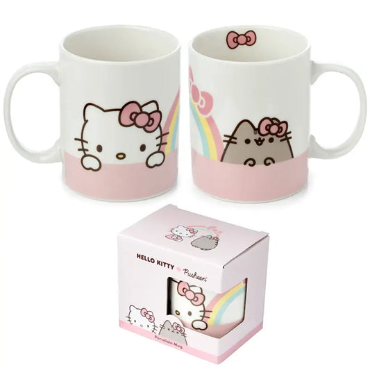 HELLO KITTY & PUSHEEN THE CAT PORCELAIN MUG