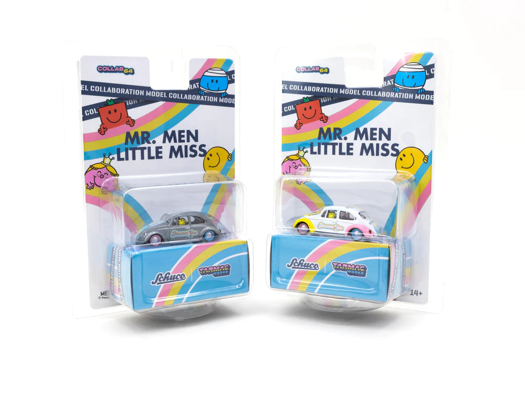TARMAC WORKS X SCHUCO 1:64 VOLKSWAGEN BEETLE MR. MEN & LITTLE MISS